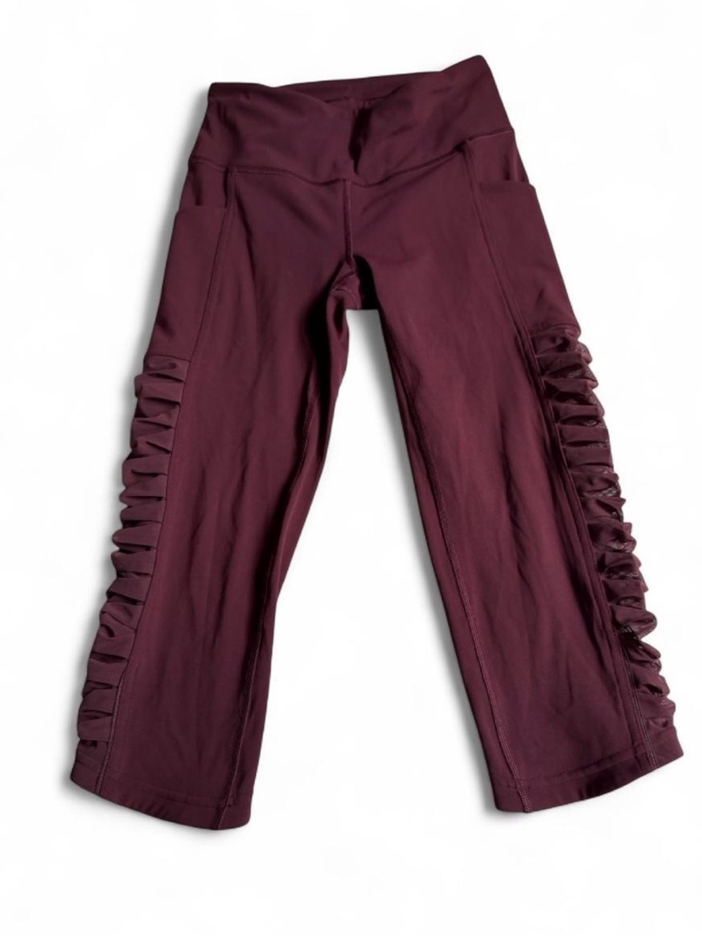 lululemon athletica Girls' Maroon Capri Leggings with Side Ruching